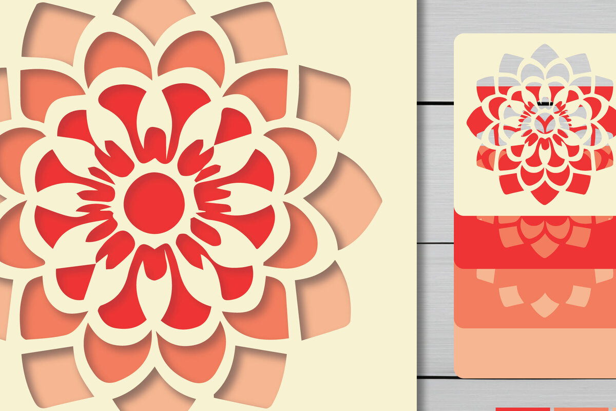 Intra απο ξύλο plywood 3mm-4mm πάχος 3D Layer Flower Cut File Decor Δίασταση 30x20 cm INTRAFABR-96127809