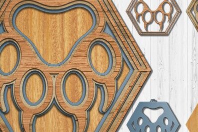 Intra απο ξύλο plywood 3mm-4mm πάχος Τρισδιάστατο πόδι γάτας κομμένο με λέιζερ Δίασταση 30x20 cm INTRAFABR-46732910