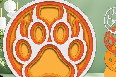 Intra απο ξύλο plywood 3mm-4mm πάχος Τρισδιάστατο πόδι σκύλου με κομμένο λέιζερ Δίασταση 30x20 cm INTRAFABR-46732862