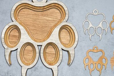 Intra απο ξύλο plywood 3mm-4mm πάχος Τρισδιάστατο πόδι σκύλου με κομμένο λέιζερ Δίασταση 30x20 cm INTRAFABR-46732900