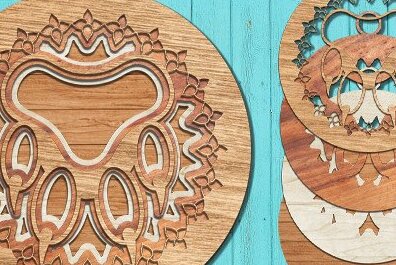 Intra απο ξύλο plywood 3mm-4mm πάχος Τρισδιάστατο πόδι σκύλου με κομμένο λέιζερ Δίασταση 30x20 cm INTRAFABR-46732931