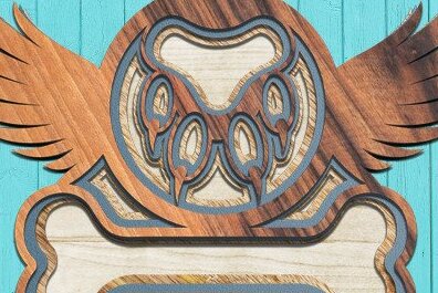 Intra απο ξύλο plywood 3mm-4mm πάχος Τρισδιάστατο πόδι σκύλου με κομμένο λέιζερ Δίασταση 30x20 cm INTRAFABR-46732944