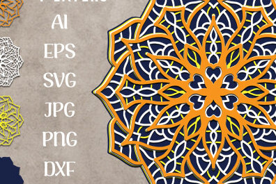 Intra απο ξύλο plywood 3mm-4mm πάχος 3D Layer Mandala Δίασταση 30x30 cm INTRAFABR-58719794