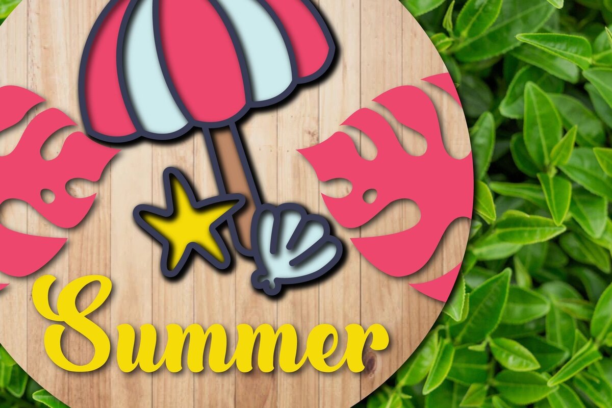 Intra απο ξύλο plywood 3mm-4mm πάχος κοπής 3d Layer Summer Round Sign Δίασταση 30x20 cm INTRAFABR-31085980