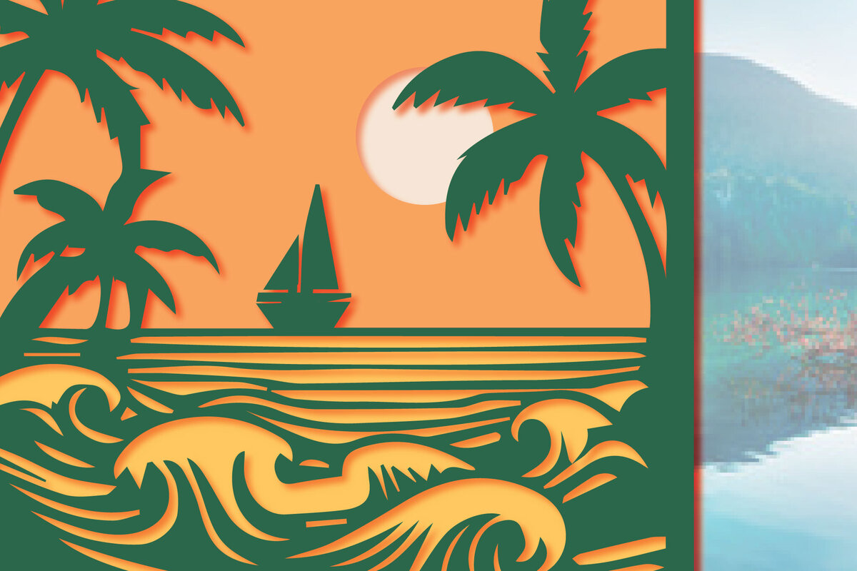 Intra απο ξύλο plywood 3mm-4mm πάχος 3D Layer Summer Sea Wall Art Δίασταση 40x40 cm INTRAFABR-96217318