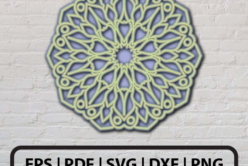 Σετ των 2 Intra απο ξύλο plywood 3mm-4mm πάχος 3D Layered Abstract Mandala Δίασταση 30x30 cm INTRAFABR-24589150