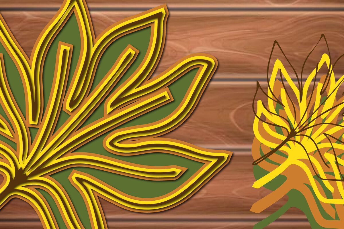 Σετ των 2 Intra απο ξύλο plywood 3mm-4mm πάχος κοπής φθινοπωρινών φύλλων με 3D επίπεδα Δίασταση 15x15 cm INTRAFABR-16968173