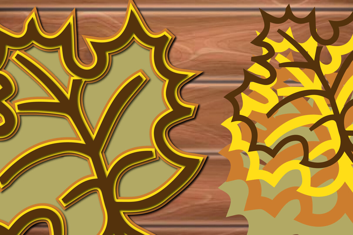 Σετ των 3 Intra απο ξύλο plywood 3mm-4mm πάχος κοπής φθινοπωρινών φύλλων με 3D επίπεδα Δίασταση 15x15 cm INTRAFABR-16969814