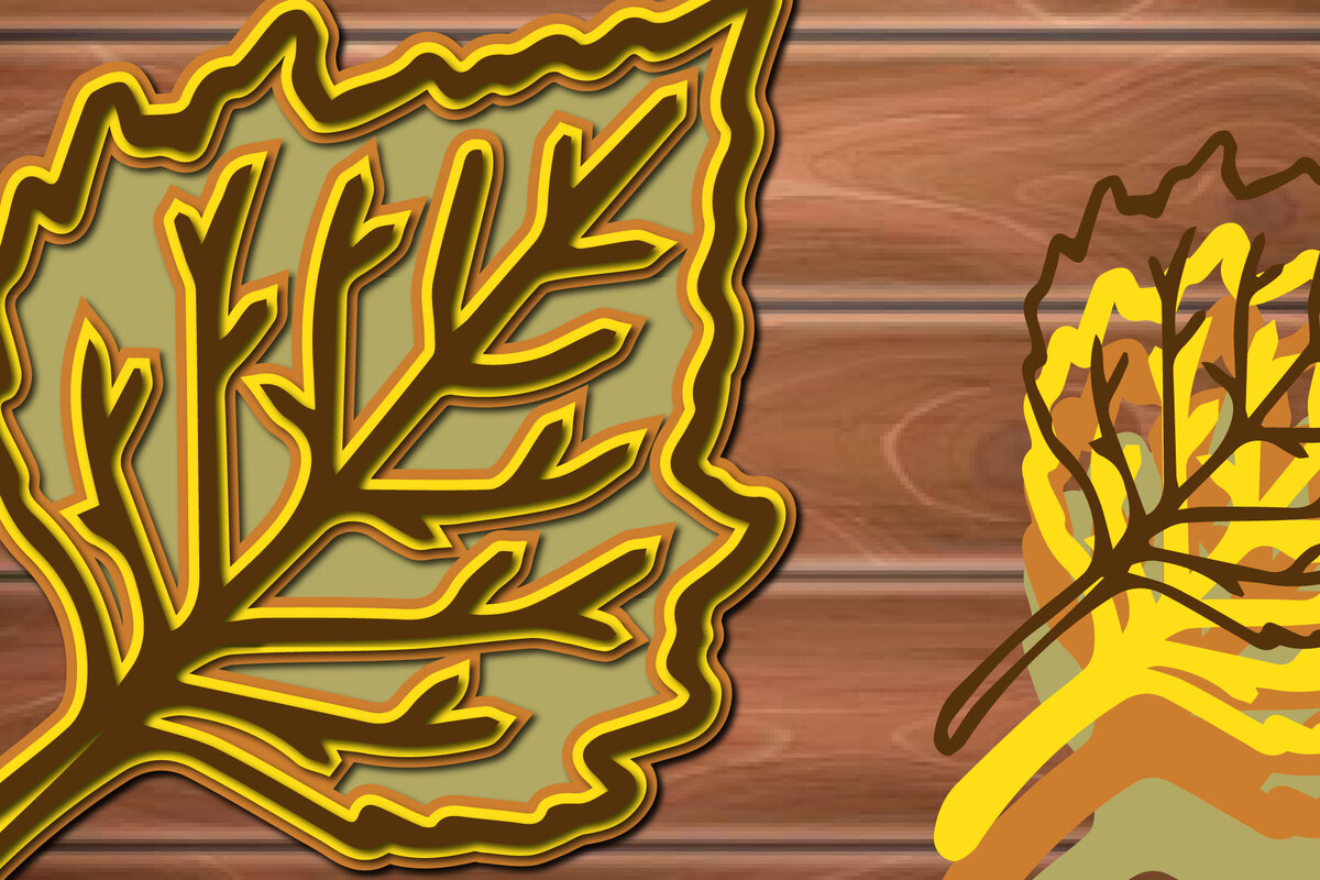 Σετ των 2 Intra απο ξύλο plywood 3mm-4mm πάχος 3D Layered Autumn Leaf Δίασταση 15x15 cm INTRAFABR-16969004