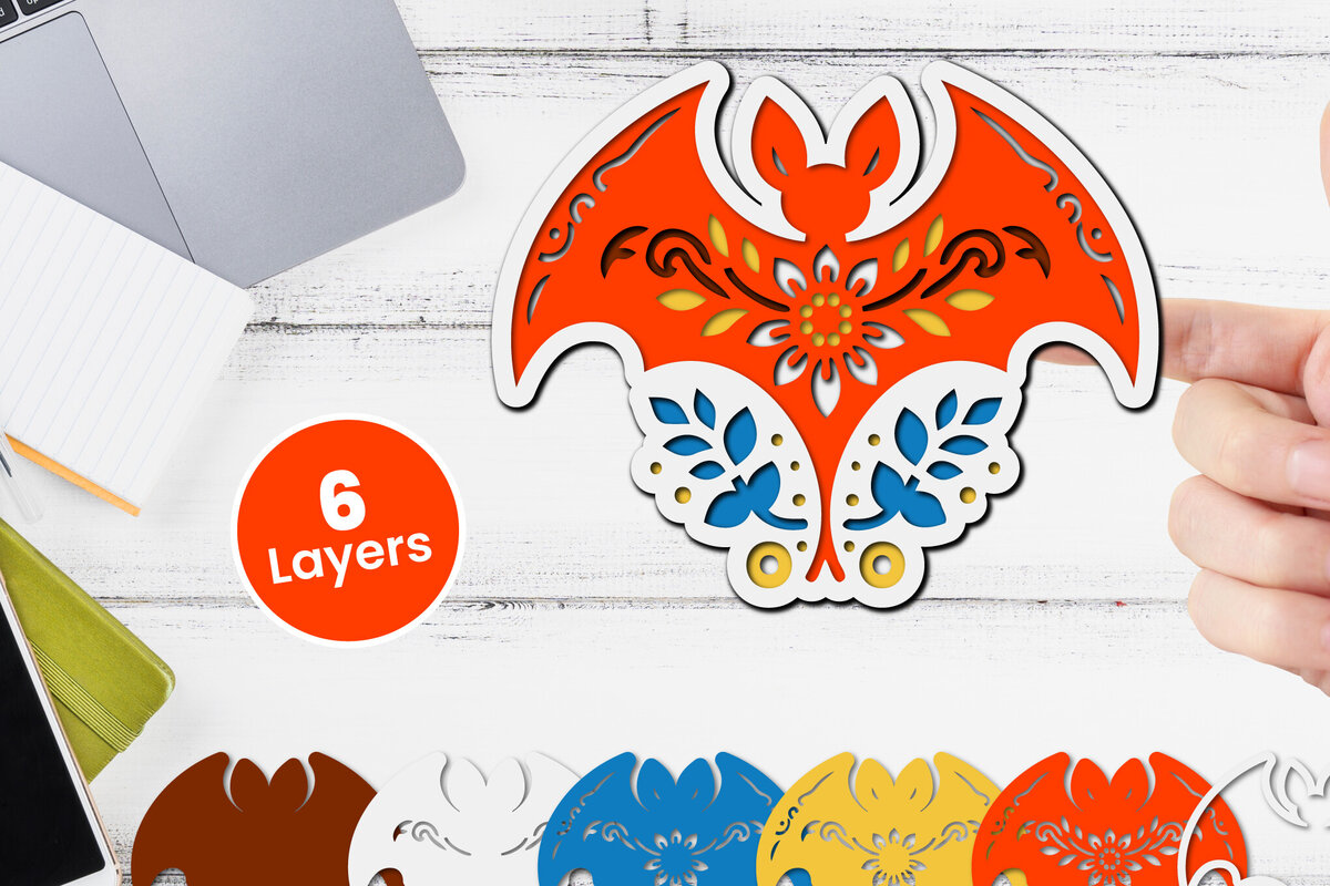 Σετ των 3 Intra απο ξύλο plywood 3mm-4mm πάχος Χαρτί νυχτερίδας με 3D στρώσεις, κοπής με λέιζερ Δίασταση 12x12 cm INTRAFABR-117090850