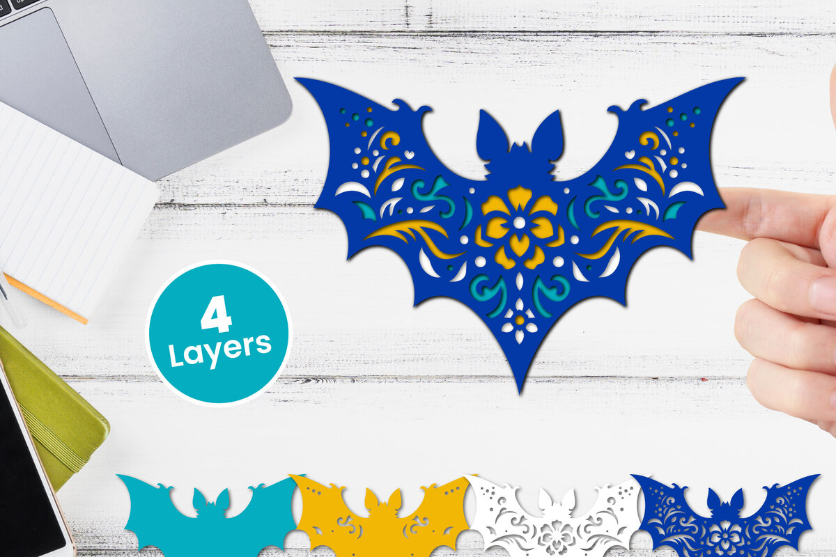 Σετ των 2 Intra απο ξύλο plywood 3mm-4mm πάχος Χαρτί νυχτερίδας με 3D στρώσεις, κοπής με λέιζερ Δίασταση 12x12 cm INTRAFABR-117090858