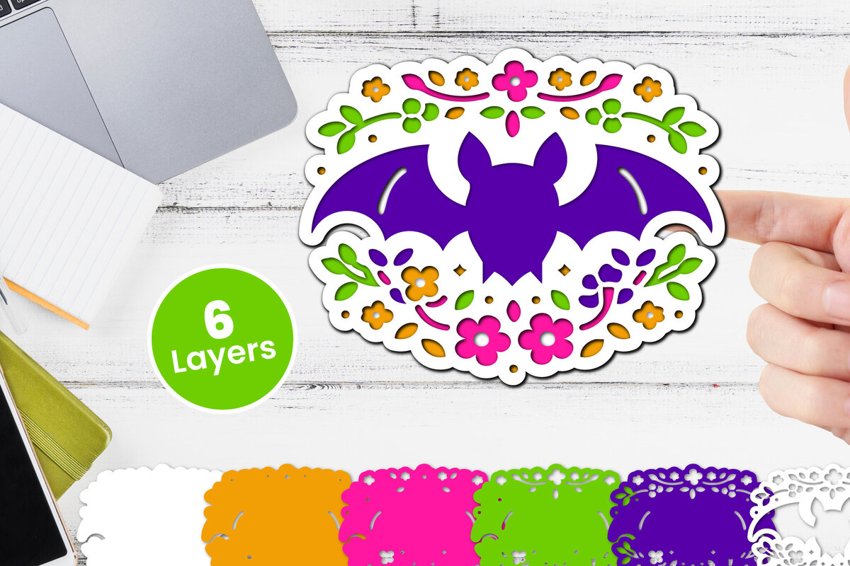 Σετ των 3 Intra απο ξύλο plywood 3mm-4mm πάχος Χαρτί νυχτερίδας με 3D στρώσεις, κοπής με λέιζερ Δίασταση 12x12 cm INTRAFABR-117090864