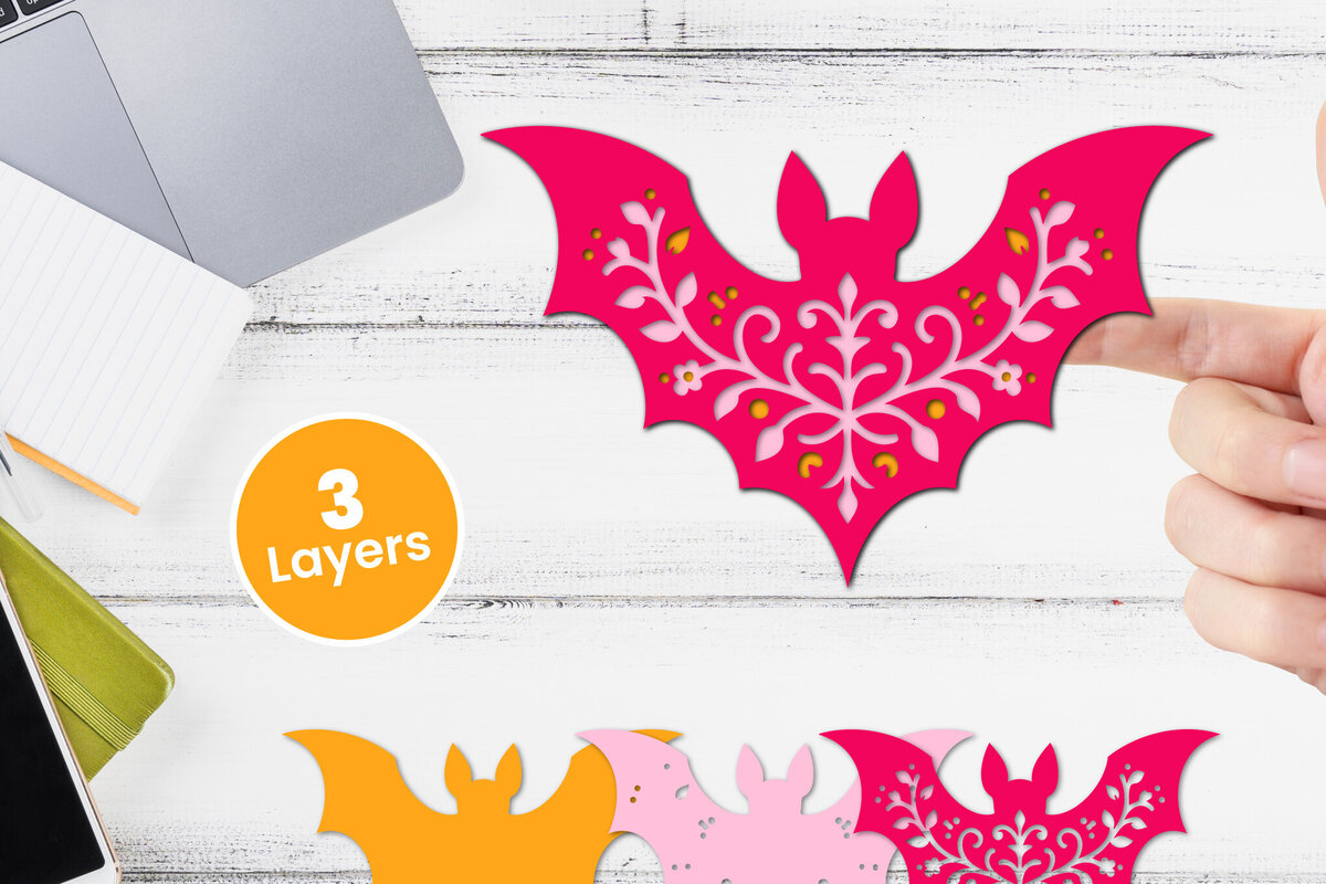 Σετ των 2 Intra απο ξύλο plywood 3mm-4mm πάχος Χαρτί νυχτερίδας με 3D στρώσεις, κοπής με λέιζερ Δίασταση 12x12 cm INTRAFABR-117090871