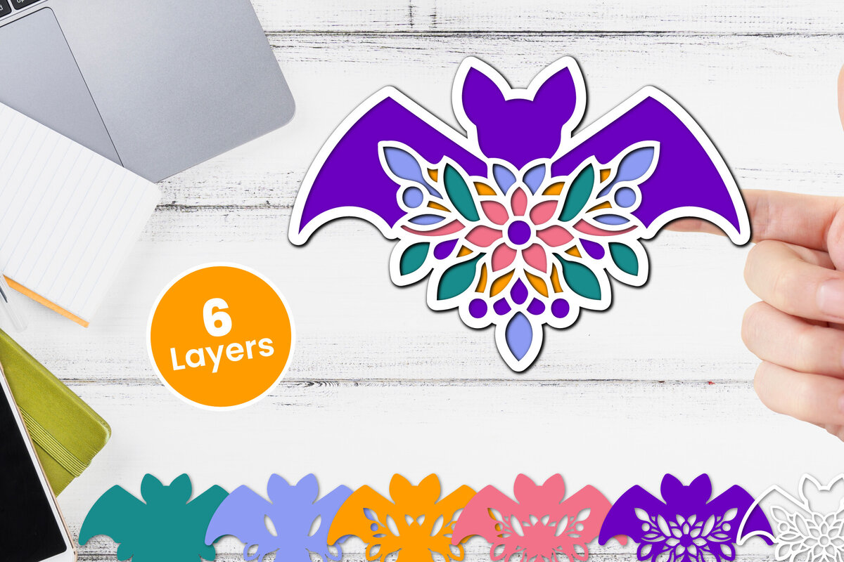 Σετ των 2 Intra απο ξύλο plywood 3mm-4mm πάχος Χαρτί νυχτερίδας με 3D στρώσεις, κοπής με λέιζερ Δίασταση 12x12 cm INTRAFABR-117090874