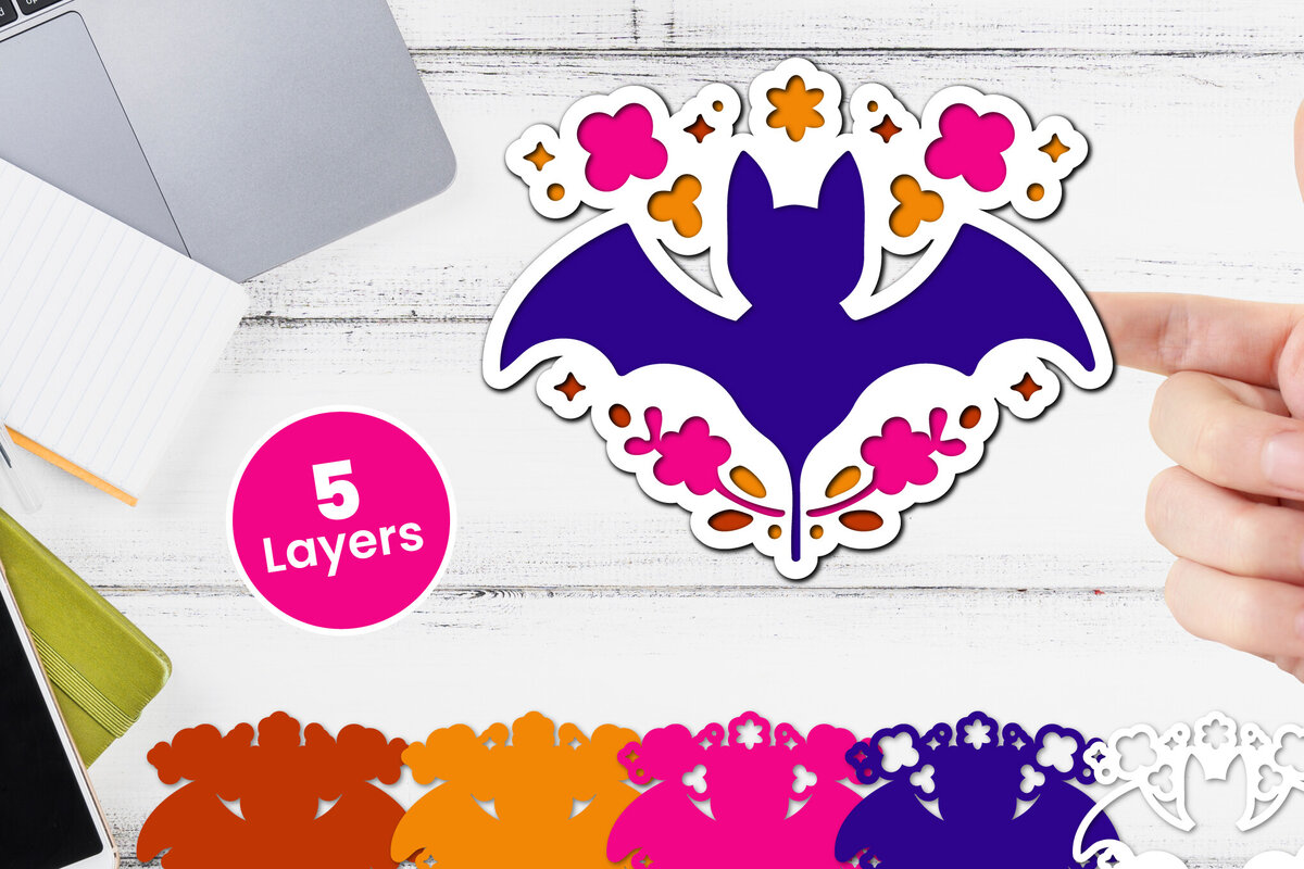 Σετ των 2 Intra απο ξύλο plywood 3mm-4mm πάχος Χαρτί νυχτερίδας με 3D στρώσεις, κοπής με λέιζερ Δίασταση 12x12 cm INTRAFABR-117090880