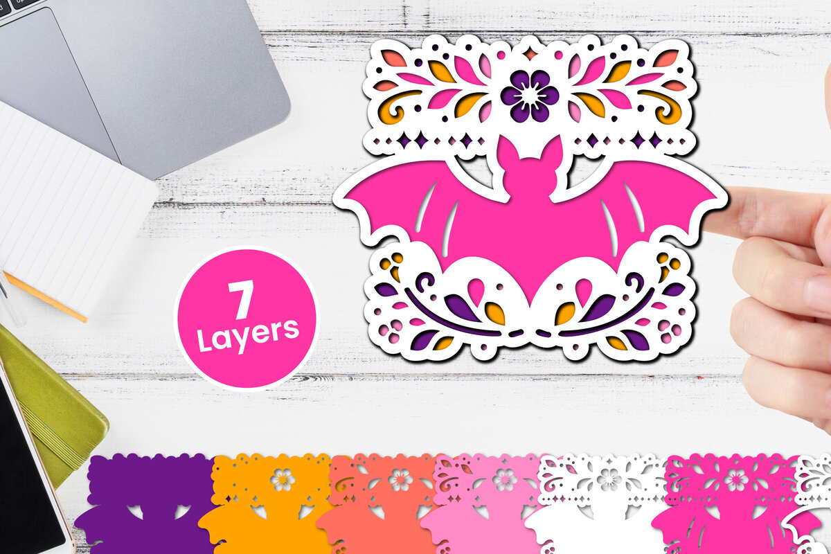 Σετ των 2 Intra απο ξύλο plywood 3mm-4mm πάχος Χαρτί νυχτερίδας με 3D στρώσεις, κοπής με λέιζερ Δίασταση 12x12 cm INTRAFABR-117090837