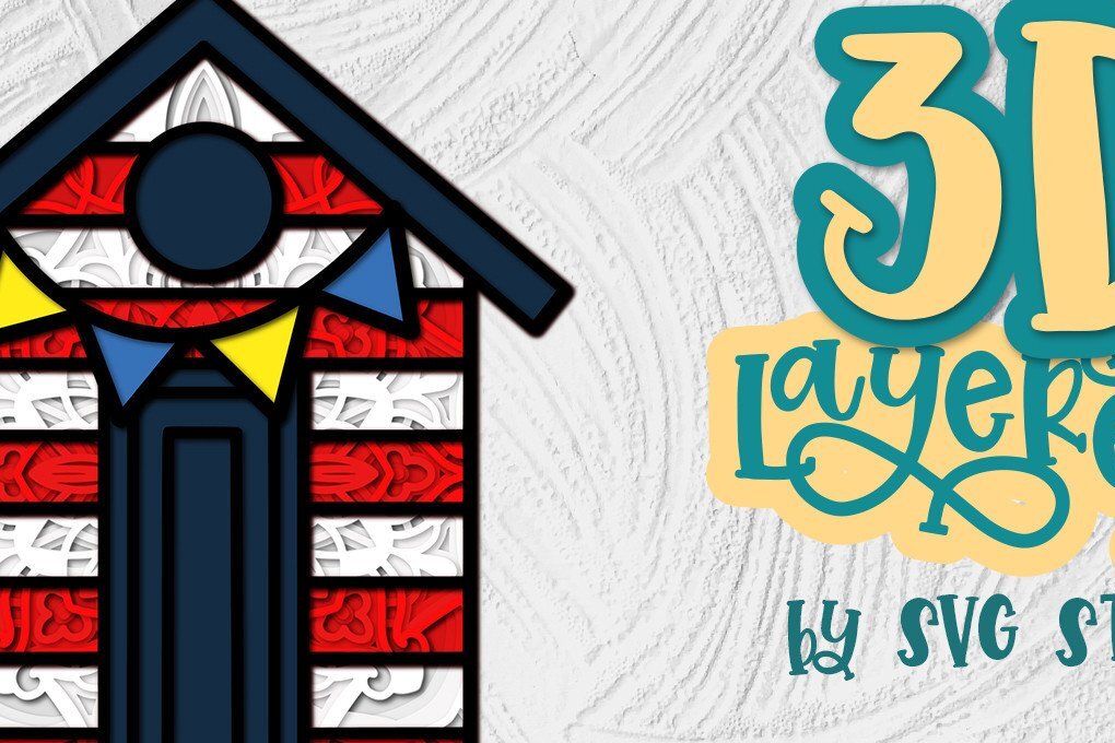 Intra απο ξύλο plywood 3mm-4mm πάχος 3D Layered Beach House Nautical Δίασταση 30x20 cm INTRAFABR-35435520