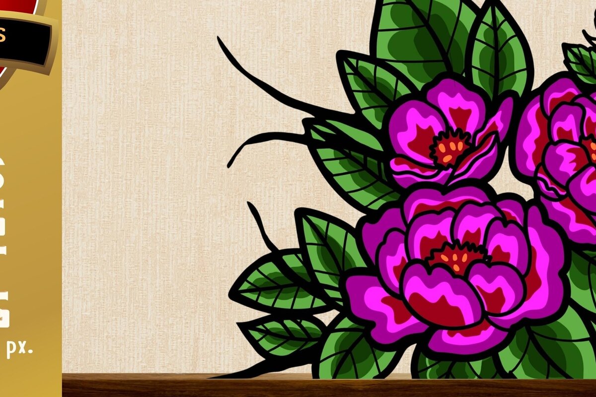 Intra απο ξύλο plywood 3mm-4mm πάχος Τρισδιάστατο μπουκέτο με τριαντάφυλλα Δίασταση 3000x3000 cm INTRAFABR-75610719