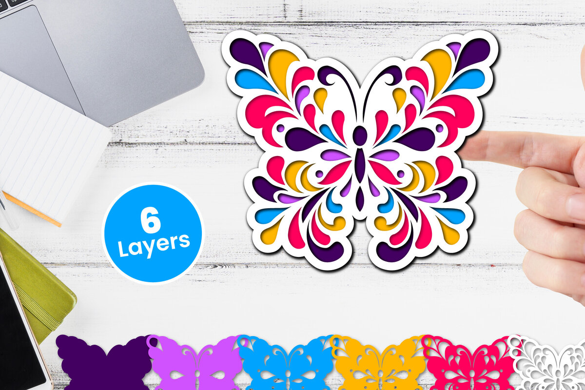 Σετ των 3 Intra απο ξύλο plywood 3mm-4mm πάχος Τρισδιάστατη κοπή χαρτιού πεταλούδας Δίασταση 12x12 cm INTRAFABR-117090057