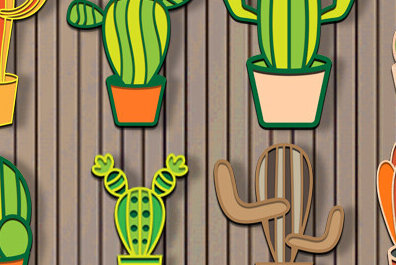 Intra απο ξύλο plywood 3mm-4mm πάχος Δέσμη κοπής με λέιζερ με 3d Layered Cactus Δίασταση 40x40 cm INTRAFABR-83943603