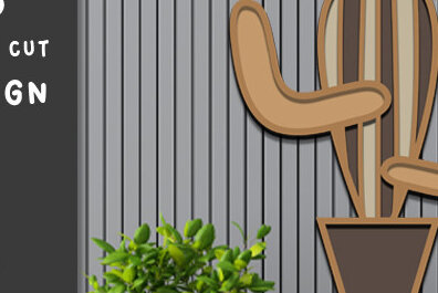 Intra απο ξύλο plywood 3mm-4mm πάχος Αυτοκόλλητο τοίχου με 3d ed Cactus Cut  Δίασταση 40x40 cm INTRAFABR-68736115