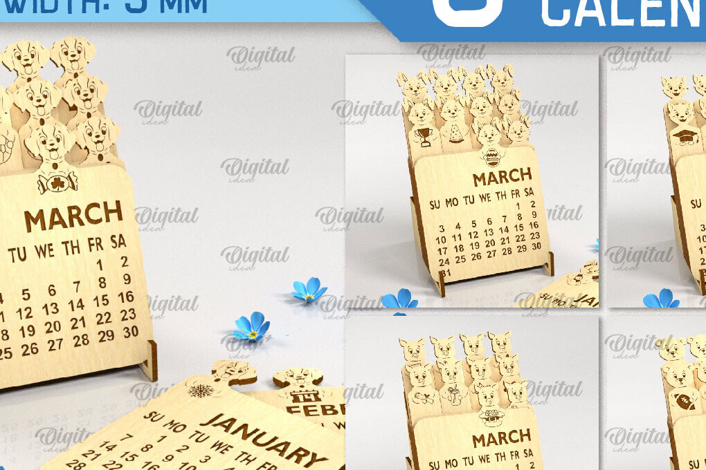 Intra απο ξύλο plywood 3mm-4mm πάχος Δέσμη κοπής με λέιζερ 3D Layered Calendar Δίασταση 30x20 cm INTRAFABR-88910229