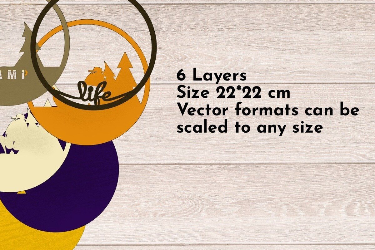 Intra απο ξύλο plywood 3mm-4mm πάχος 3D Layered Camp Life Sign, Wall Art Δίασταση 40x40 cm INTRAFABR-36295457