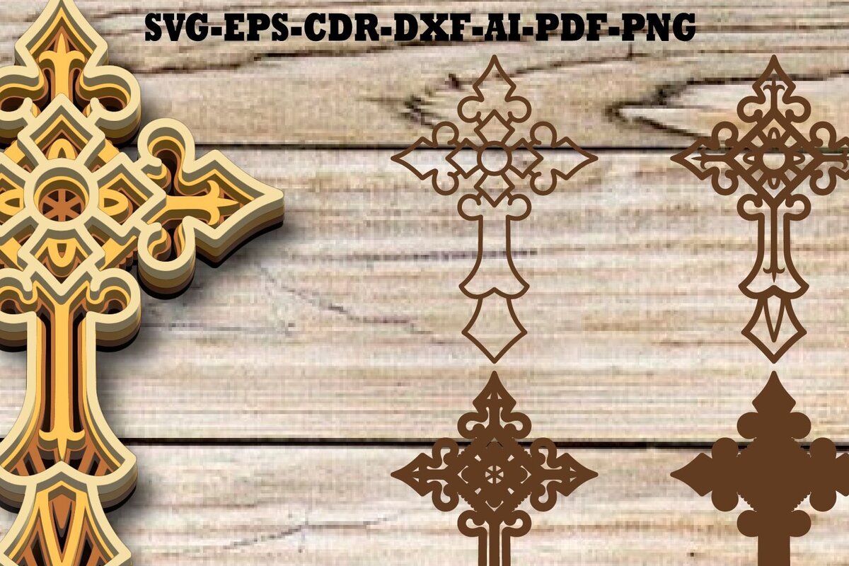 Intra απο ξύλο plywood 3mm-4mm πάχος 3d Layered Christian Cross EPS Δίασταση 30x20 cm INTRAFABR-113138851