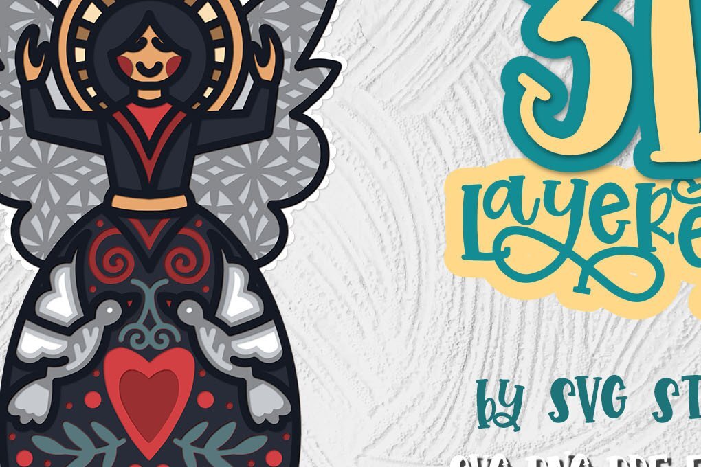 Σετ των 2 Intra απο ξύλο plywood 3mm-4mm πάχος 3D Layered Christmas Angel 04 Δίασταση 15x15 cm INTRAFABR-34960053