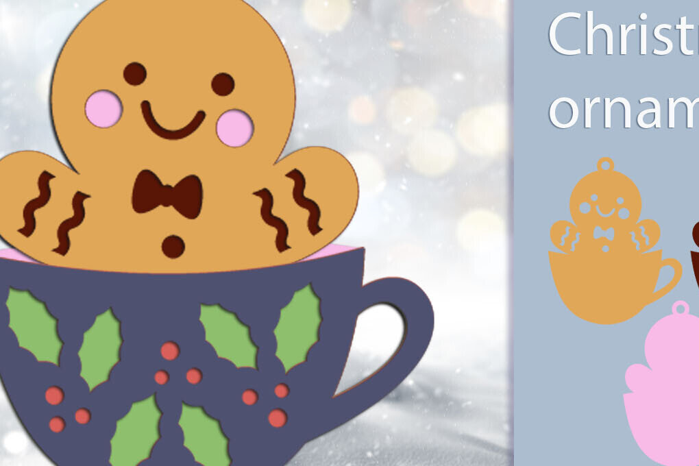 Σετ των 2 Intra απο ξύλο plywood 3mm-4mm πάχος Τρισδιάστατο χριστουγεννιάτικο μελόψωμο Δίασταση 15x15 cm INTRAFABR-112098418