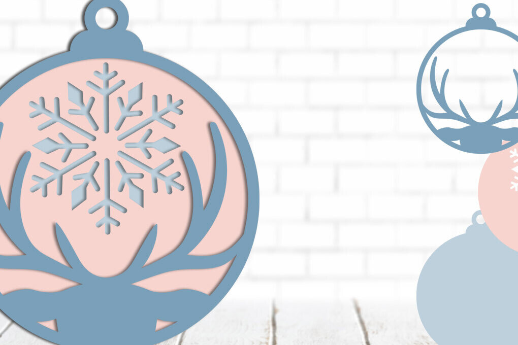 Σετ των 3 Intra απο ξύλο plywood 3mm-4mm πάχος Τρισδιάστατο χριστουγεννιάτικο στολίδι Δίασταση 8x8 cm INTRAFABR-80883009