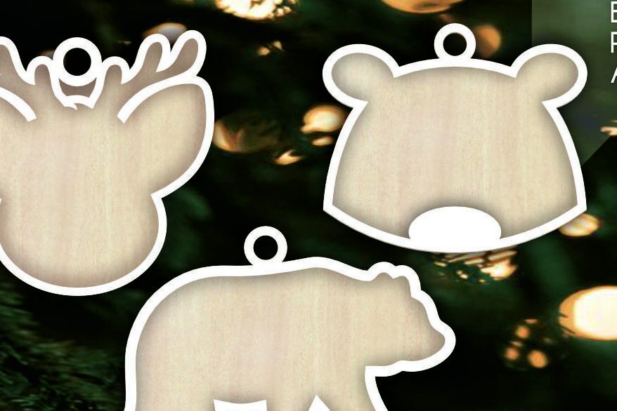 Σετ των 3 Intra απο ξύλο plywood 3mm-4mm πάχος Τρισδιάστατα χριστουγεννιάτικα στολίδια με λέιζερ Δίασταση 8x8 cm INTRAFABR-102863039