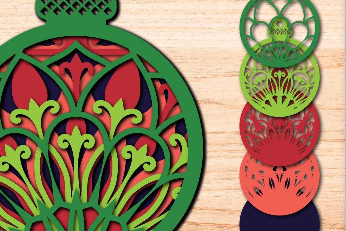 Σετ των 3 Intra απο ξύλο plywood 3mm-4mm πάχος Τρισδιάστατα χριστουγεννιάτικα στολίδια Δίασταση 8x8 cm INTRAFABR-75478992