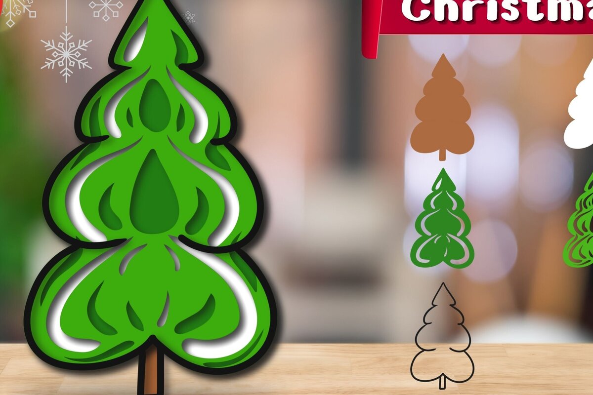 Intra απο ξύλο plywood 3mm-4mm πάχος Τρισδιάστατο χριστουγεννιάτικο δέντρο με στρώματα Δίασταση 30x20 cm INTRAFABR-82677348