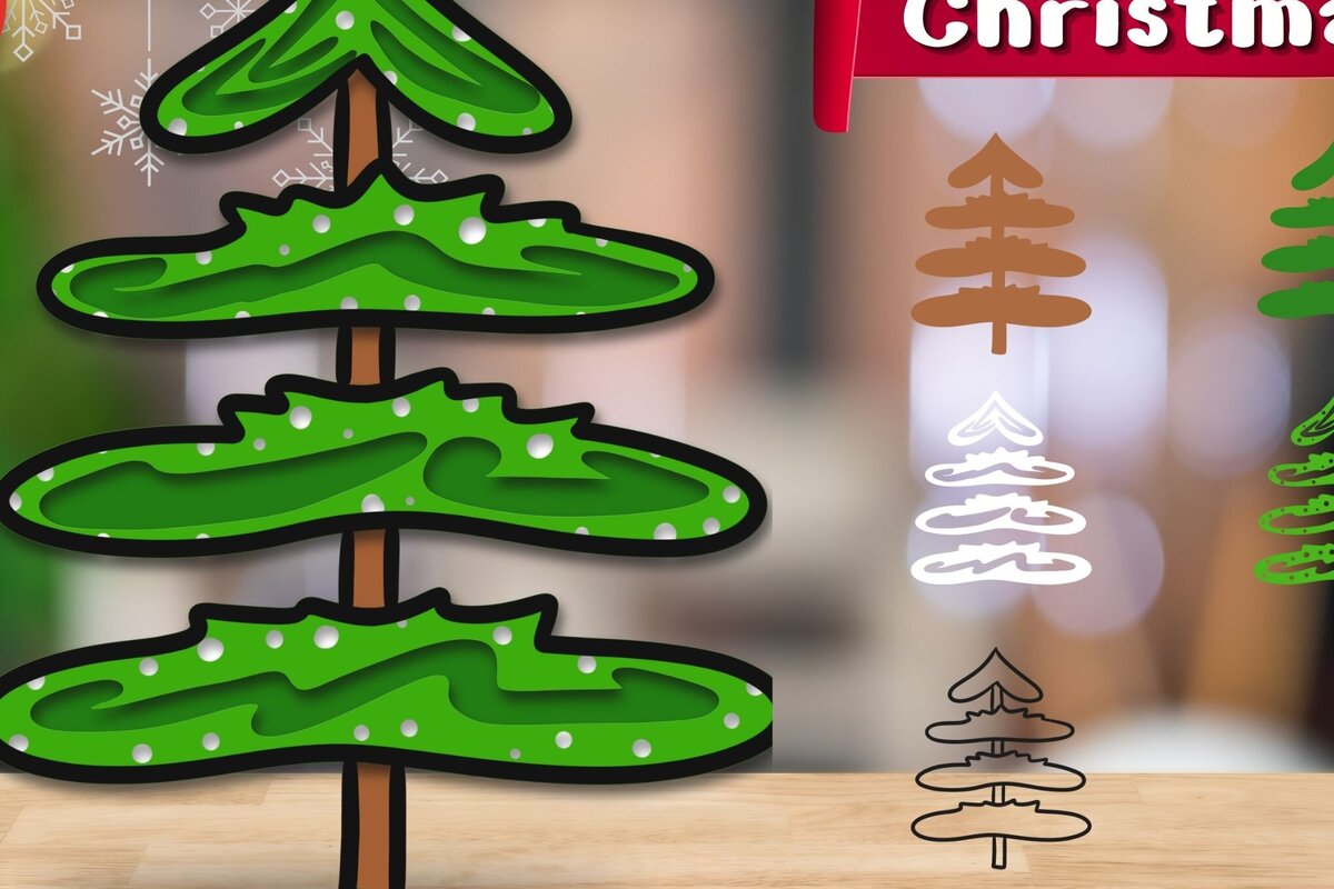 Intra απο ξύλο plywood 3mm-4mm πάχος Τρισδιάστατο χριστουγεννιάτικο δέντρο με στρώματα Δίασταση 30x20 cm INTRAFABR-82679231