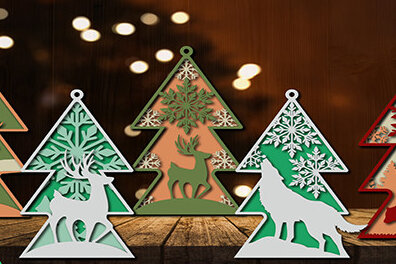 Σετ των 3 Intra απο ξύλο plywood 3mm-4mm πάχος Τρισδιάστατα στολίδια χριστουγεννιάτικων δέντρων Δίασταση 3x3 cm INTRAFABR-18061636