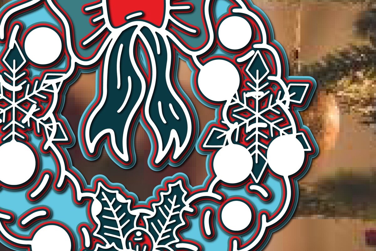 Σετ των 3 Intra απο ξύλο plywood 3mm-4mm πάχος Τρισδιάστατα χριστουγεννιάτικα στολίδια καλωσορίσματος Δίασταση 8x8 cm INTRAFABR-36616722