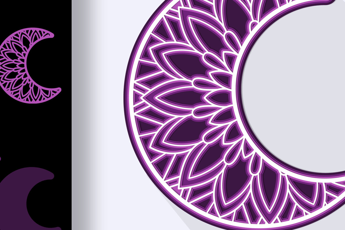 Intra απο ξύλο plywood 3mm-4mm πάχος αποκοπής 3D Layered Crescent Moon Δίασταση 30x20 cm INTRAFABR-24791456