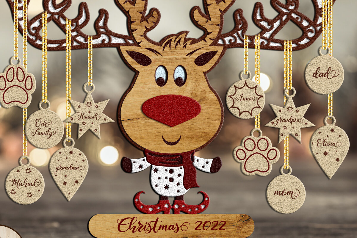 Σετ των 2 Intra απο ξύλο plywood 3mm-4mm πάχος 3D Layered EER CHRISTMAS | Αποκοπή αρχείου Δίασταση 15x15 cm INTRAFABR-21133204