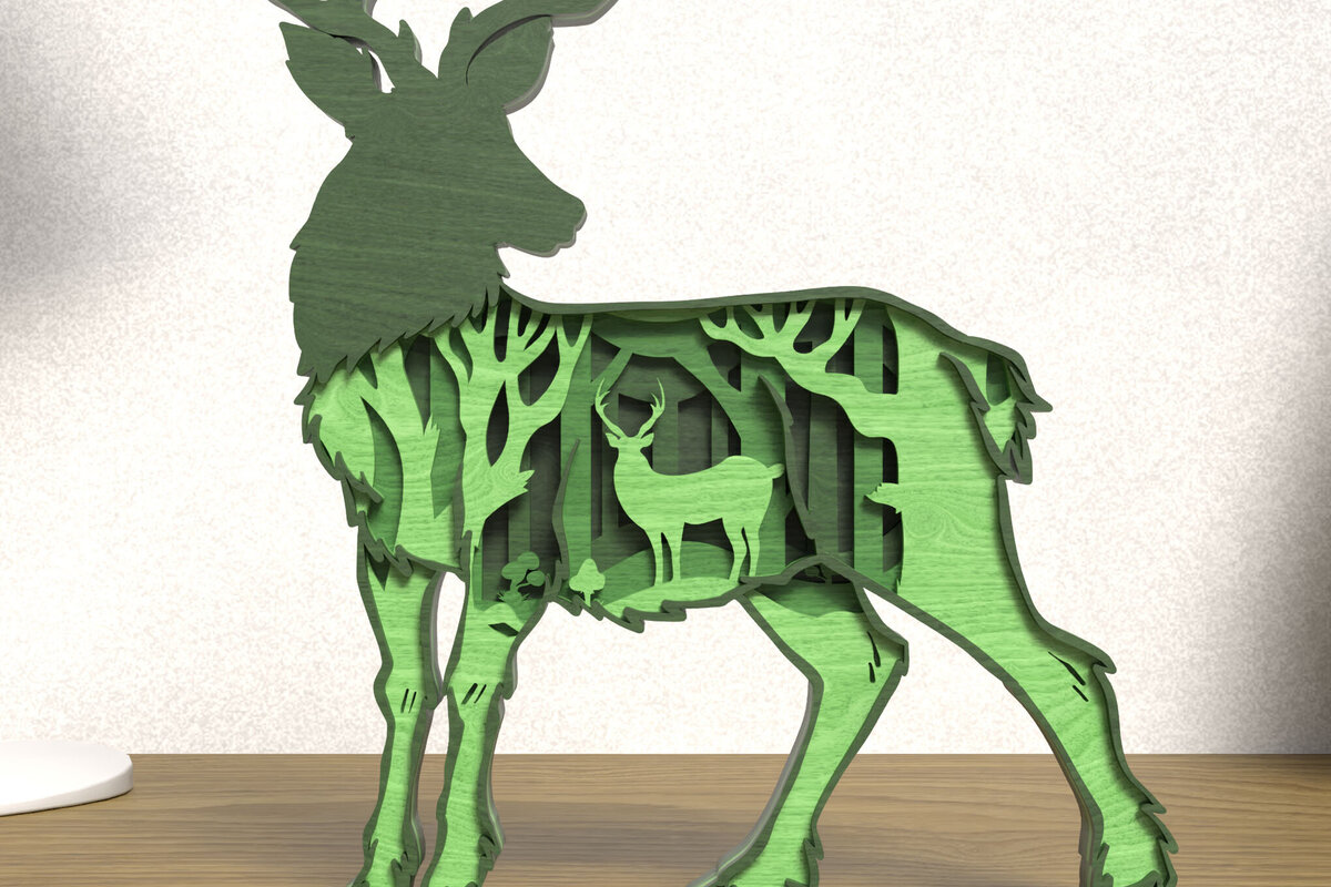 Intra απο ξύλο plywood 3mm-4mm πάχος 3D Layered Deer File Forest Wildlife Δίασταση 40x40 cm INTRAFABR-119179684