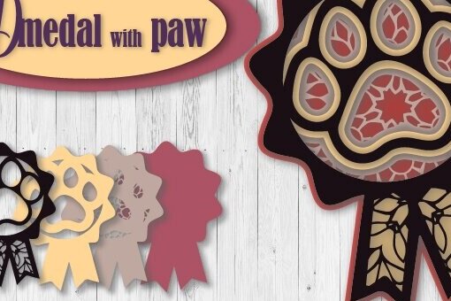 Intra απο ξύλο plywood 3mm-4mm πάχος Μετάλλιο 3D Layered Dog Δίασταση 30x20 cm INTRAFABR-77327177