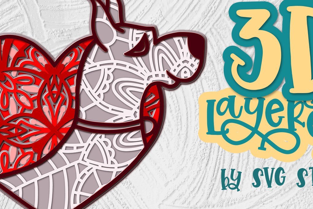 Σετ των 2 Intra απο ξύλο plywood 3mm-4mm πάχος 3D Layered Dog with the Heart Δίασταση 15x15 cm INTRAFABR-35579203