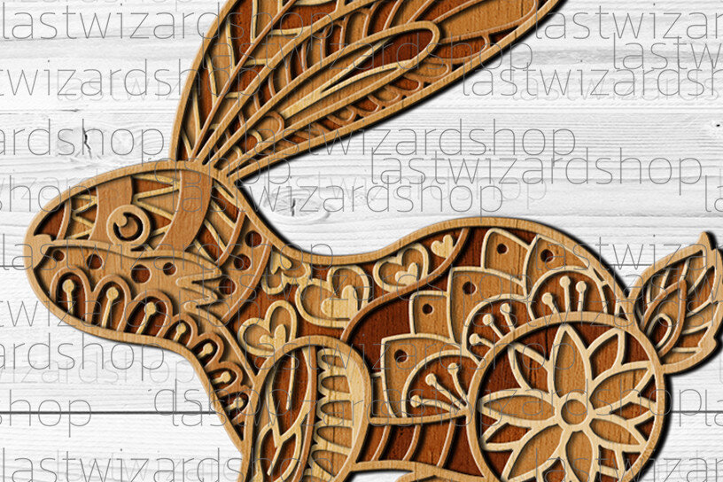 Intra απο ξύλο plywood 3mm-4mm πάχος 3D Layered Easter Baby Bunny Δίασταση 30x30 cm INTRAFABR-24963777