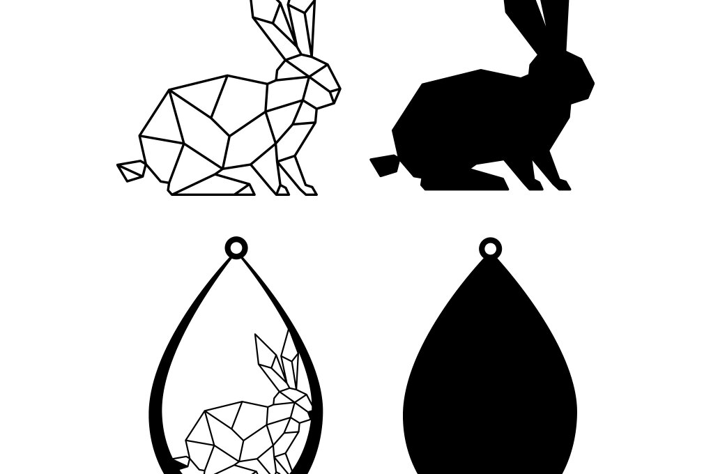 Σετ των 3 Intra απο ξύλο plywood 3mm-4mm πάχος Πασχαλινό σκουλαρίκι λαγουδάκι με 3D στρώσεις Δίασταση 3x3 cm INTRAFABR-62455921