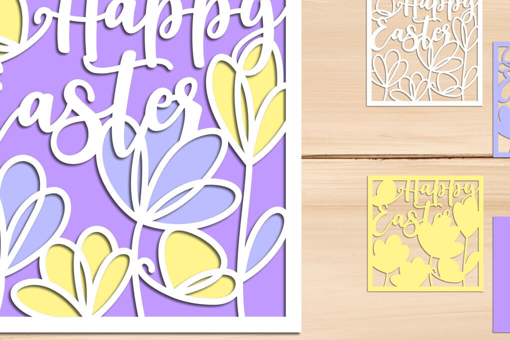 Σετ των 3 Intra απο ξύλο plywood 3mm-4mm πάχος Τρισδιάστατη Πασχαλινή Κάρτα , Σκιά Κουτί Δίασταση 8x8 cm INTRAFABR-92565555