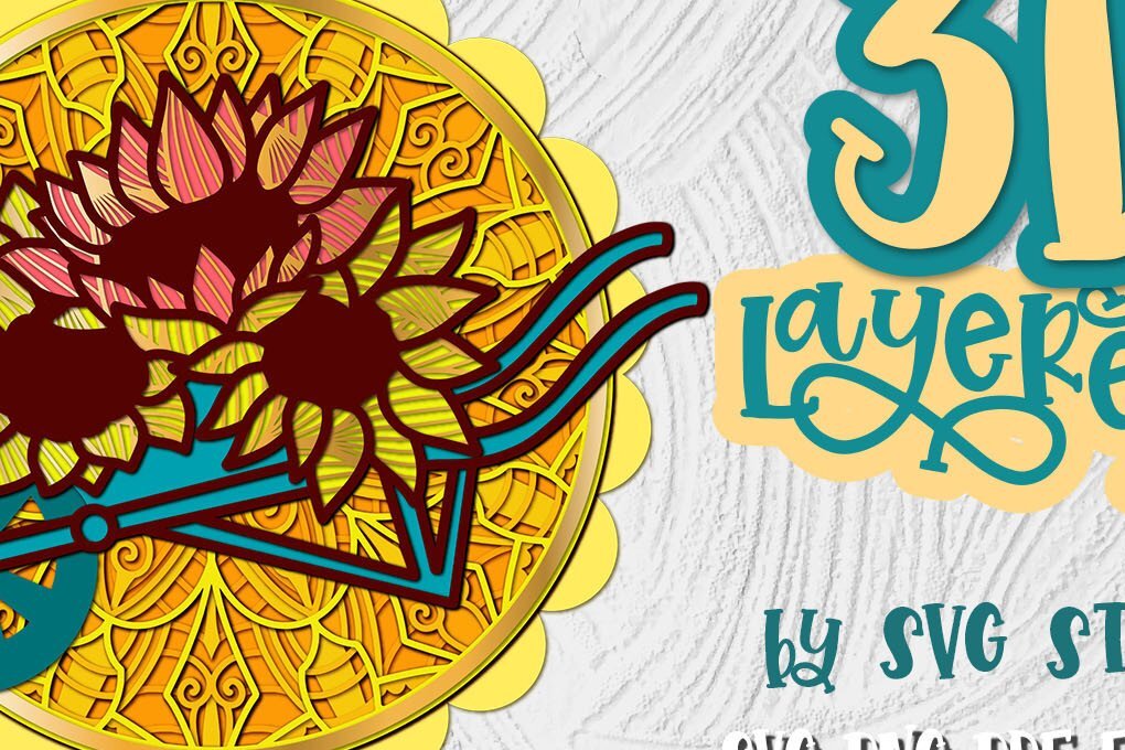 Σετ των 2 Intra απο ξύλο plywood 3mm-4mm πάχος 3D Layered Easter Design Sunflowers Δίασταση 15x15 cm INTRAFABR-35014969