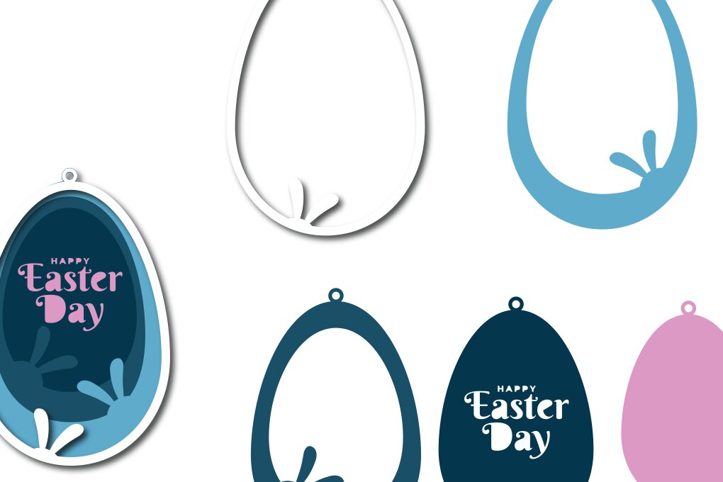 Σετ των 3 Intra απο ξύλο plywood 3mm-4mm πάχος Πασχαλινό σκουλαρίκι αυγό με 3D στρώματα Δίασταση 3x3 cm INTRAFABR-62440547