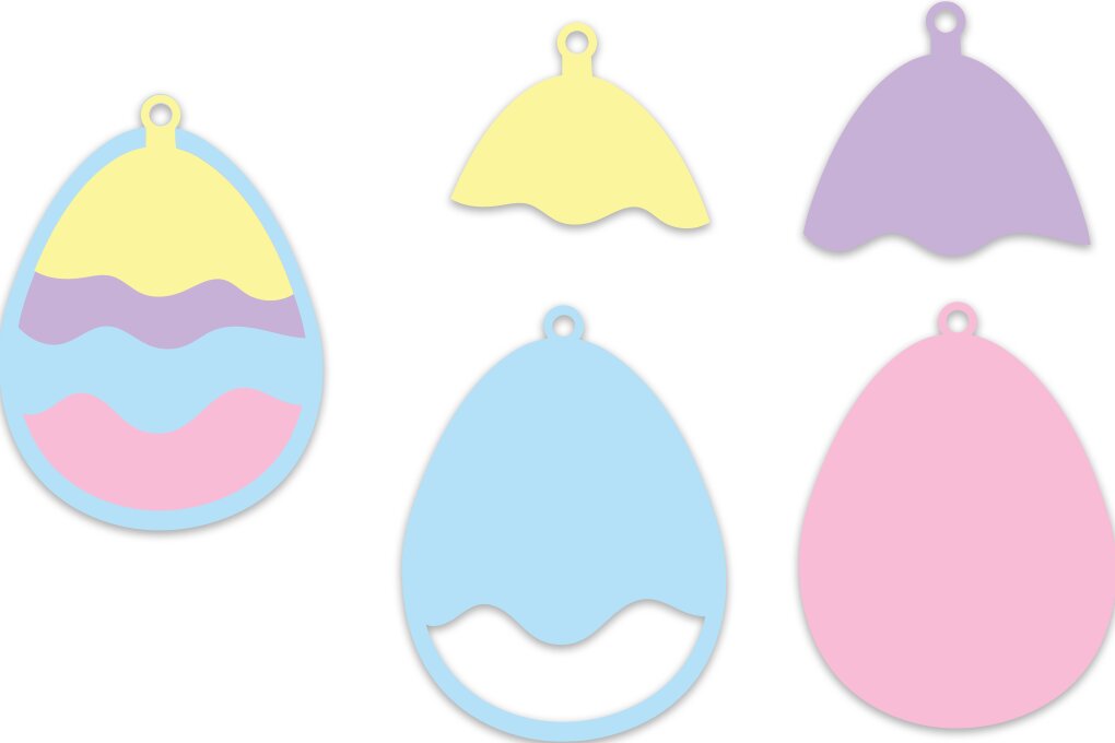 Σετ των 3 Intra απο ξύλο plywood 3mm-4mm πάχος Πασχαλινό σκουλαρίκι με 3D στρώσεις Δίασταση 3x3 cm INTRAFABR-62440476