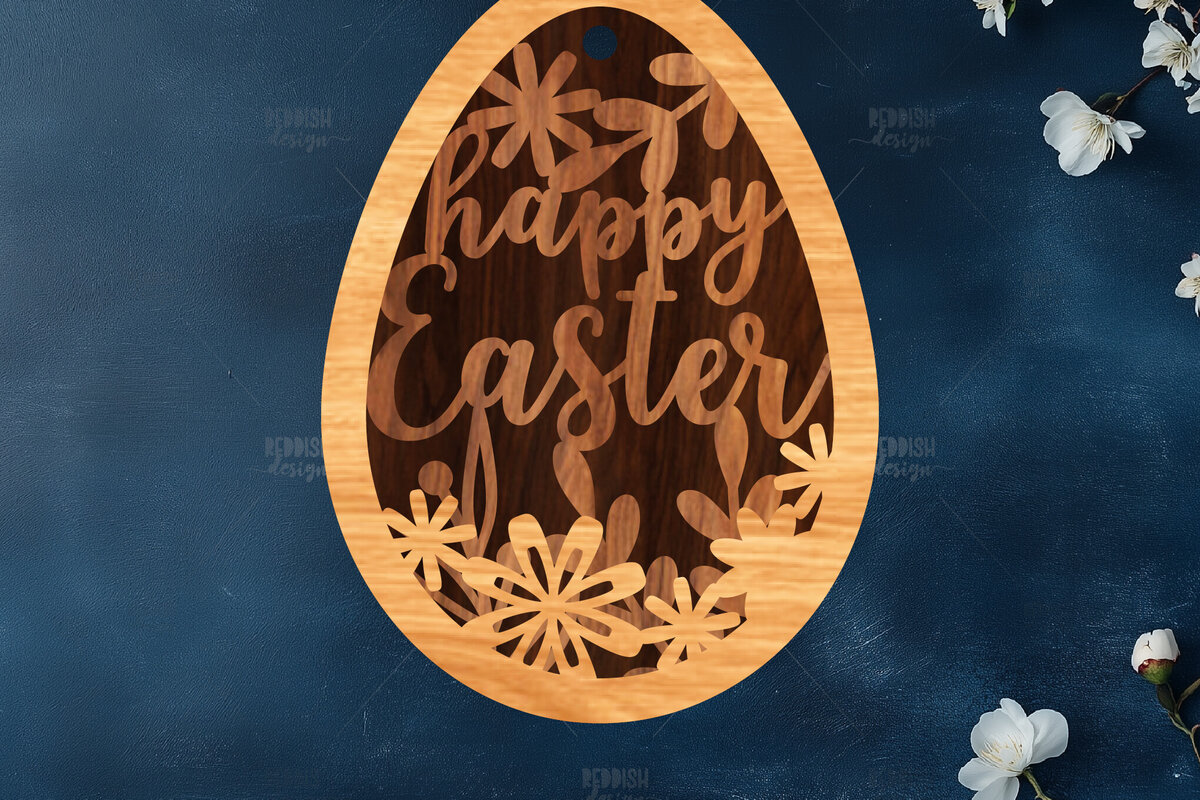 Σετ των 2 Intra απο ξύλο plywood 3mm-4mm πάχος κοπής με λέιζερ με 3D στρώματα πασχαλινών αυγών Δίασταση 15x15 cm INTRAFABR-117170438