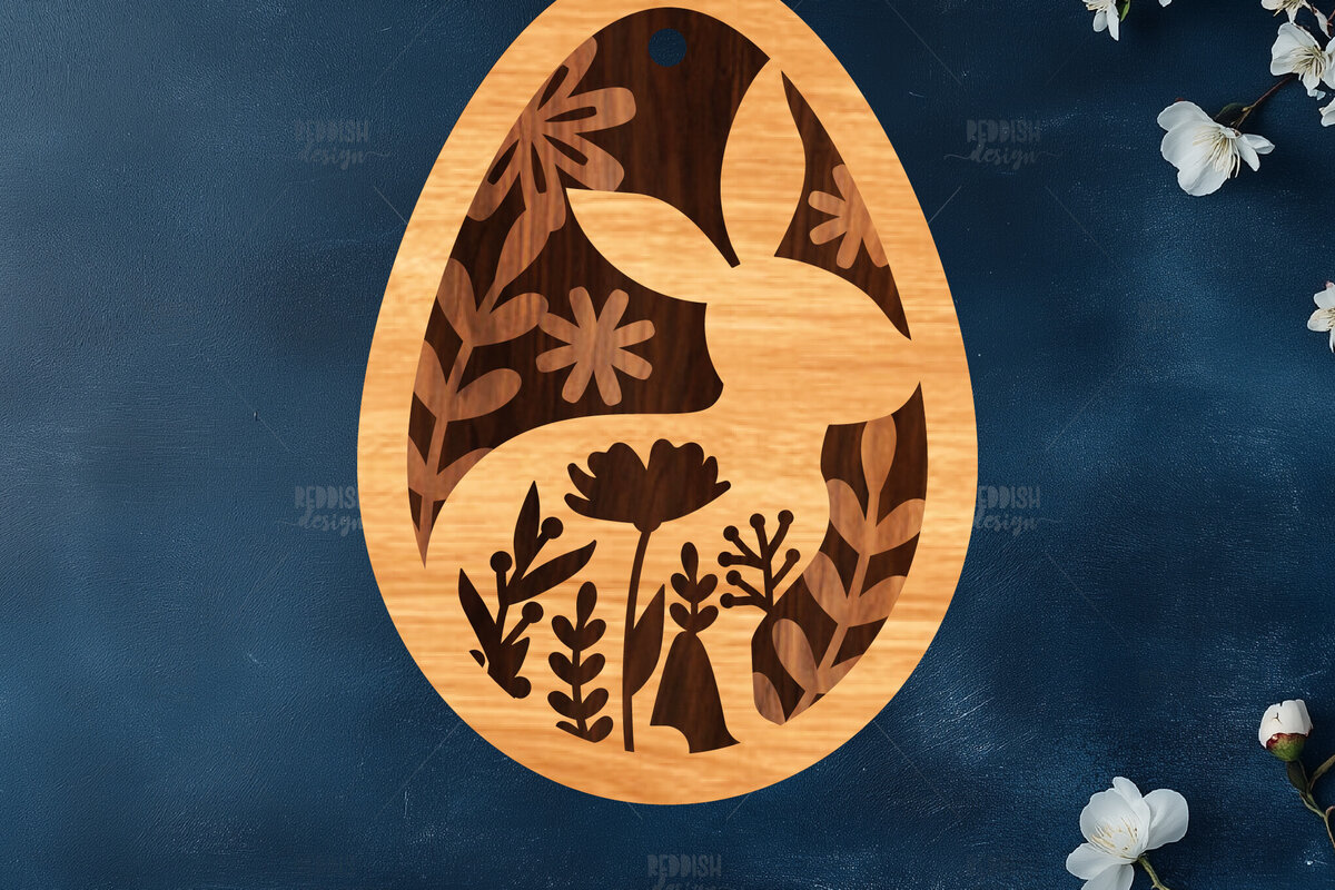 Σετ των 2 Intra απο ξύλο plywood 3mm-4mm πάχος κοπής με λέιζερ με 3D στρώματα πασχαλινών αυγών Δίασταση 15x15 cm INTRAFABR-117170494